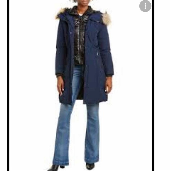 Nine West Jacket Hooded Long Parka Navy Small - Picture 16 of 16